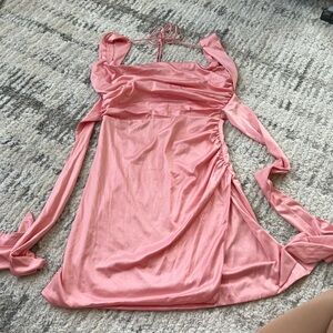 Elegant Pink Halter Dress